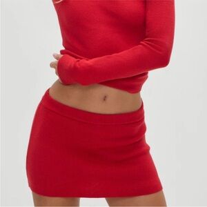 frankie’s bikinis red knit mini skort